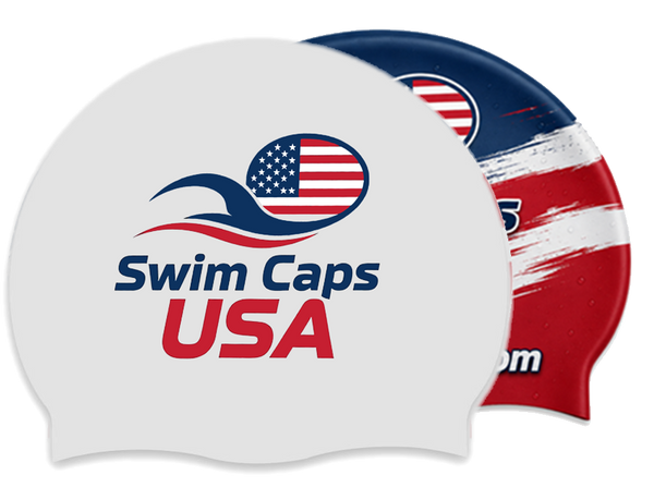 Custom swim cap with a different design on each side