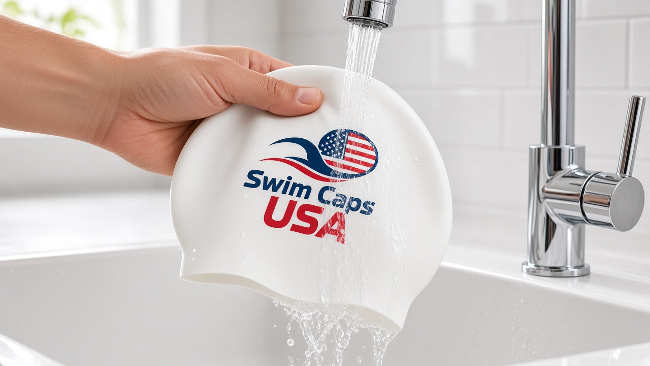 Rinse your printed silicone swim cap with fresh water after swimming